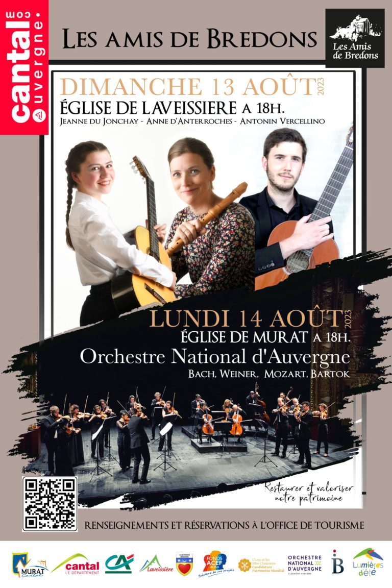 Affiche concerts dans les églises-filles de Bredons 2023